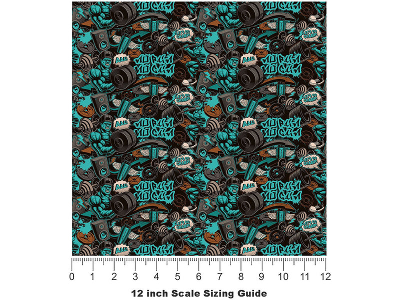 Subway Tunnels Graffiti Vinyl Film Pattern Size 12 inch Scale~Rwraps Subway Tunnels Graffiti Sizing Chart~2