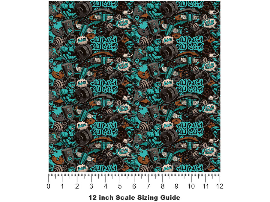 Subway Tunnels Graffiti Vinyl Film Pattern Size 12 inch Scale~Rwraps Subway Tunnels Graffiti Sizing Chart~2