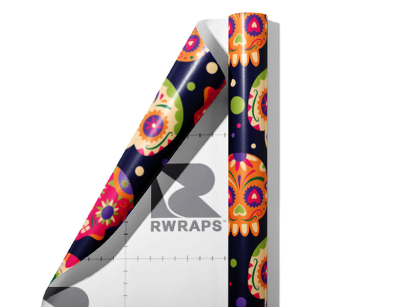 Sugar Skulls Day of the Dead Wrap Film Sheets~Rwraps Series 914 Sugar Skulls Day of the Dead Scrolled Sheet~3
