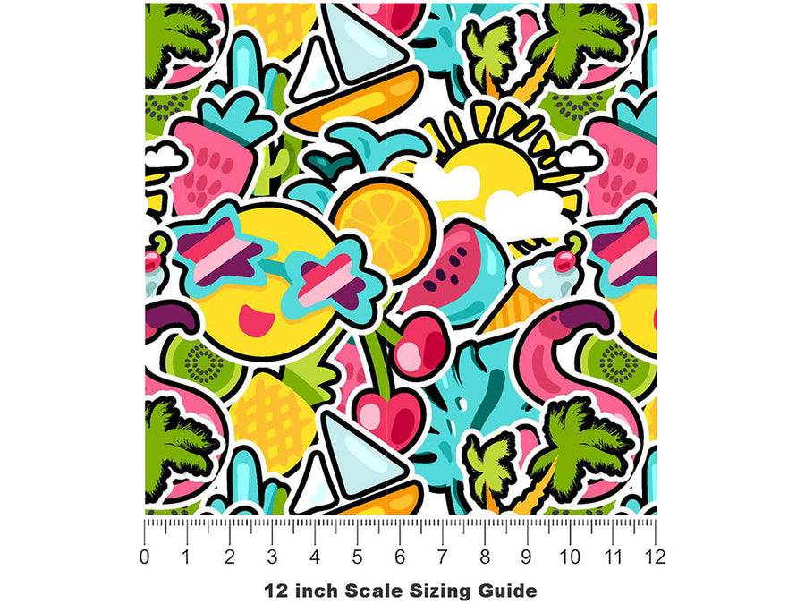 Summer Break Sticker Bomb Vinyl Film Pattern Size 12 inch Scale~Rwraps Summer Break Sticker Bomb Sizing Chart~3