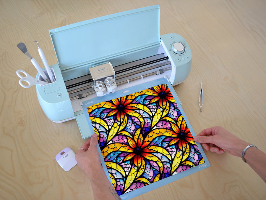 sunflower field stained glass Cricut Compatible Vinyl