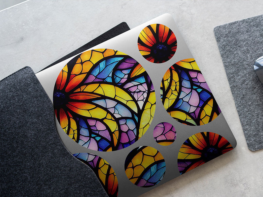 sunflower field stained glass DIY Laptop Stickers