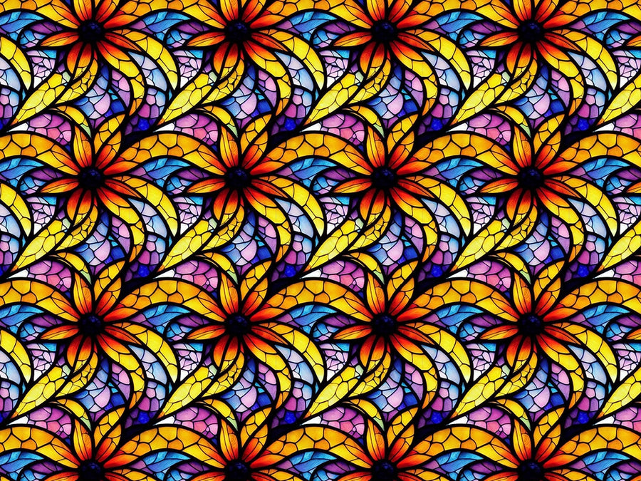 Sunflower Field Stained Glass Vinyl Wrap Pattern~Rwraps Series 914 Digitally Printed Vinyl Wrap~0
