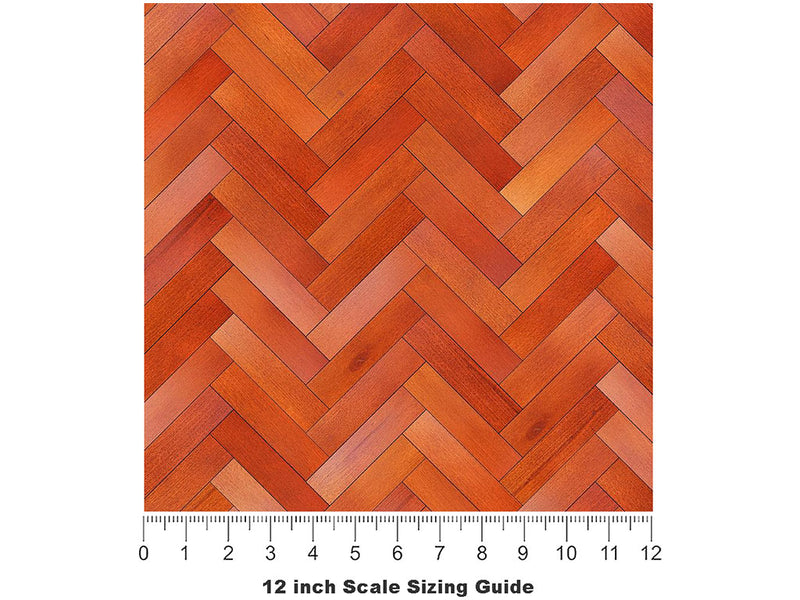 Sunset Stain Wooden Parquet Vinyl Film Pattern Size 12 inch Scale~Rwraps Sunset Stain Wooden Parquet Sizing Chart~3
