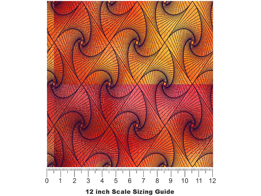 Sunset Tangles Optical Illusion Vinyl Film Pattern Size 12 inch Scale~Rwraps Sunset Tangles Optical Illusion Sizing Chart~2