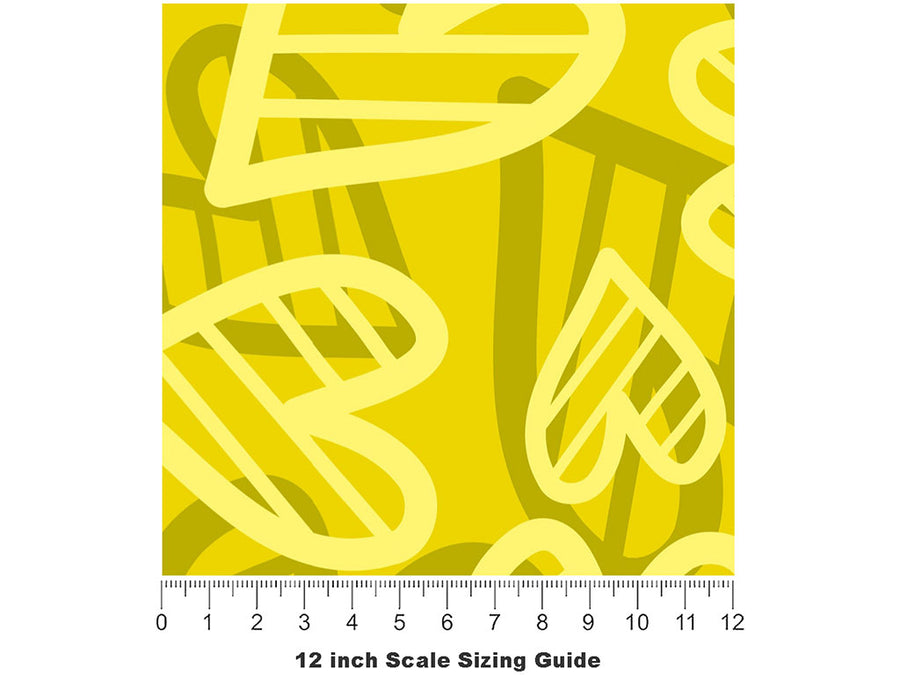Sunshine Forever Heart Vinyl Film Pattern Size 12 inch Scale~Rwraps Sunshine Forever Heart Sizing Chart~2