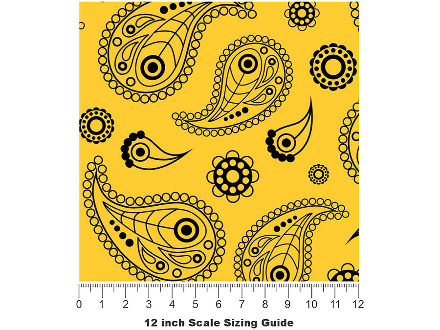 Sunshine Mellow Paisley Vinyl Film Pattern Size 12 inch Scale~Rwraps Sunshine Mellow Paisley Sizing Chart~2