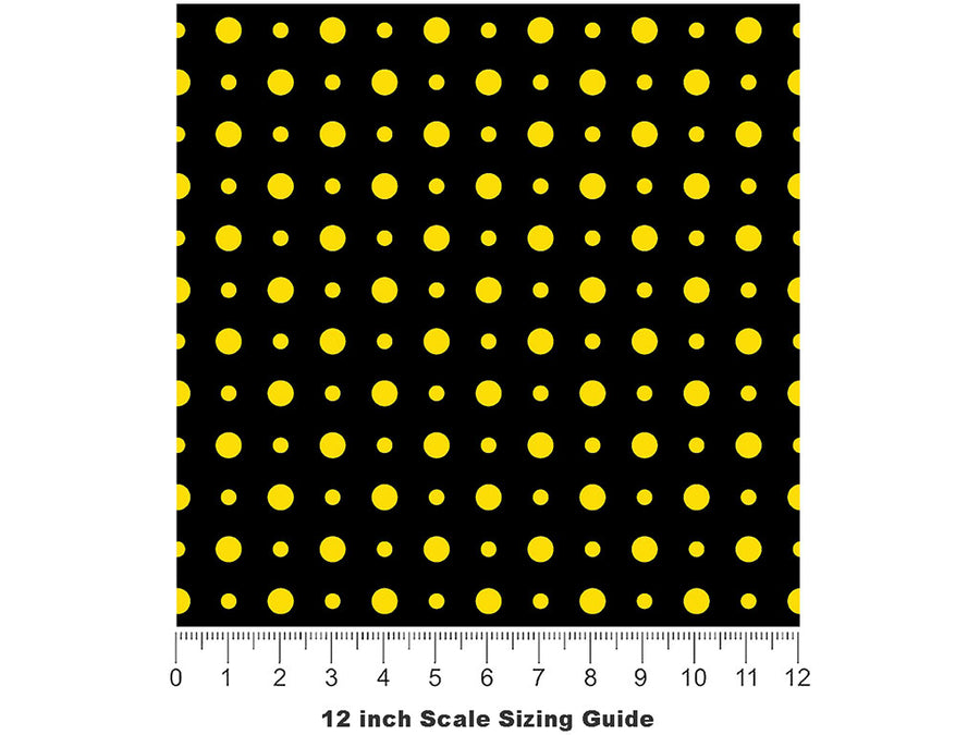 Sunshine Yellow Polka Dot Vinyl Film Pattern Size 12 inch Scale~Rwraps Sunshine Yellow Polka Dot Sizing Chart~2