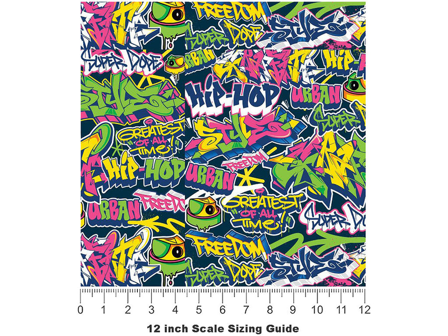 Super Dope Sticker Bomb Vinyl Film Pattern Size 12 inch Scale~Rwraps Super Dope Sticker Bomb Sizing Chart~3