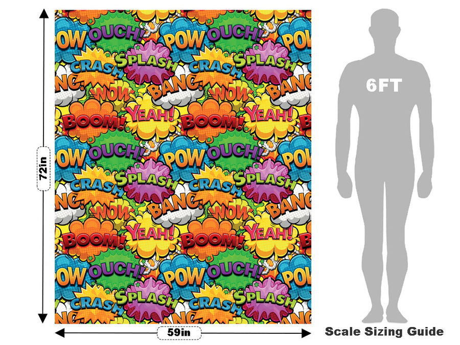 Superhero Comic Sticker Bomb Vehicle Wrap Scale~Rwraps Series 914 Superhero Comic Sticker Bomb Measurements~2