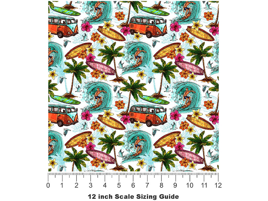 Surfs Up Summertime Vinyl Film Pattern Size 12 inch Scale~Rwraps Surfs Up Summertime Sizing Chart~2