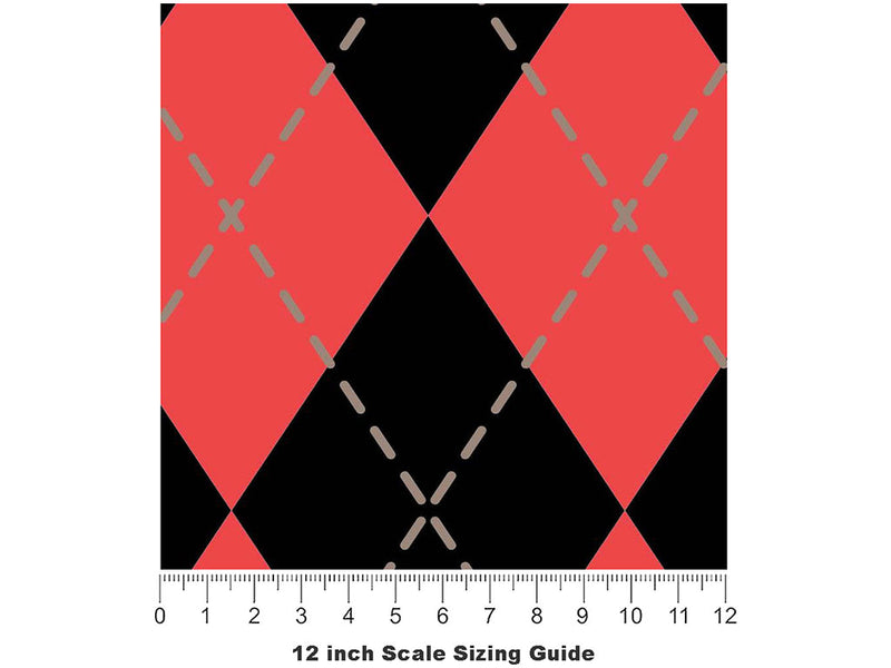 Sweet Currant Argyle Vinyl Film Pattern Size 12 inch Scale~Rwraps Sweet Currant Argyle Sizing Chart~2