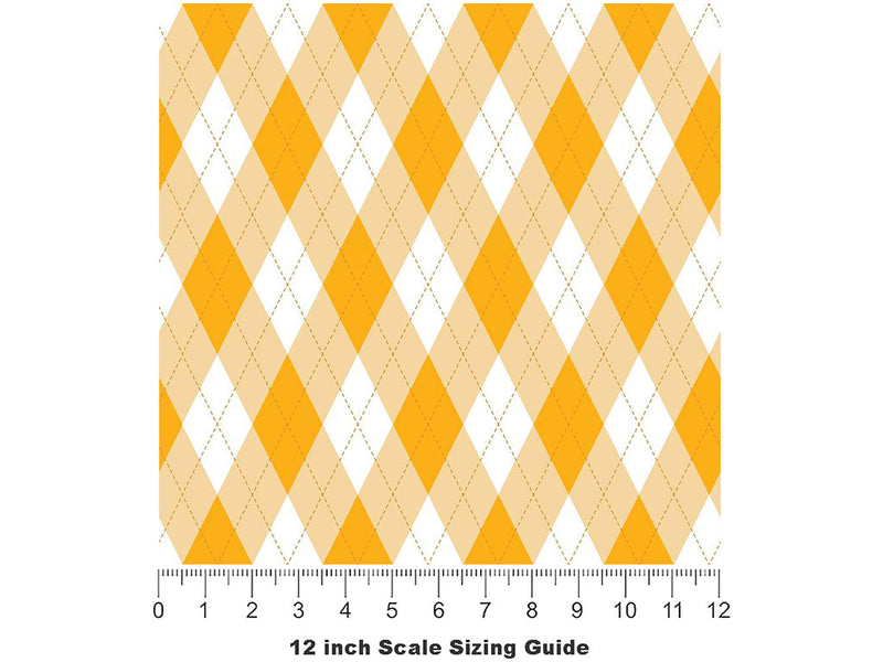Sweet Marigold Argyle Vinyl Film Pattern Size 12 inch Scale~Rwraps Sweet Marigold Argyle Sizing Chart~2