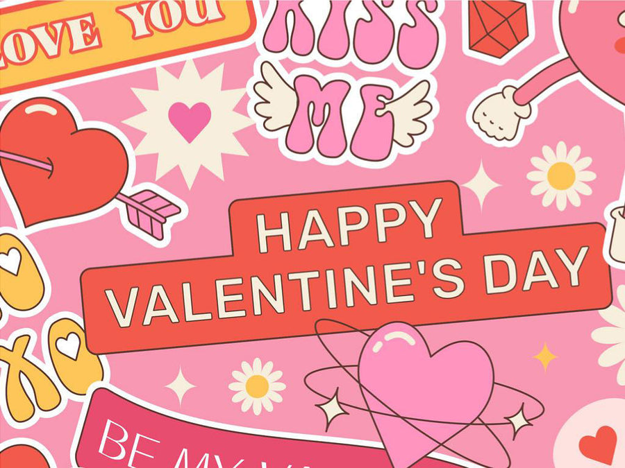Sweet Valentine Sticker Bomb Vinyl Wrap Pattern~Rwraps Series 914 Digitally Printed Vinyl Wrap~0
