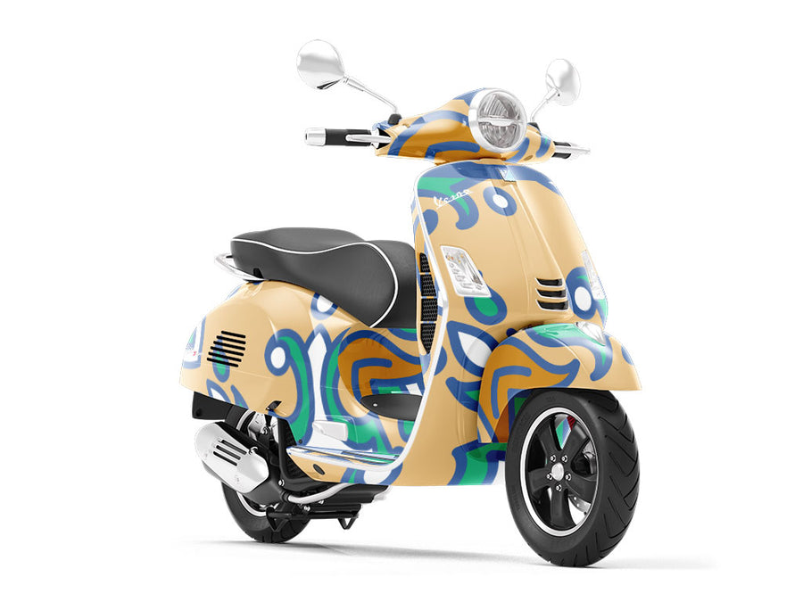 Tan Compass Tile Vespa Scooter Wrap Film