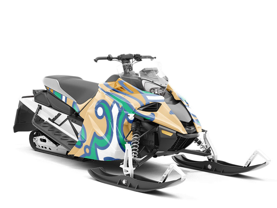 Tan Compass Tile Custom Wrapped Snowmobile