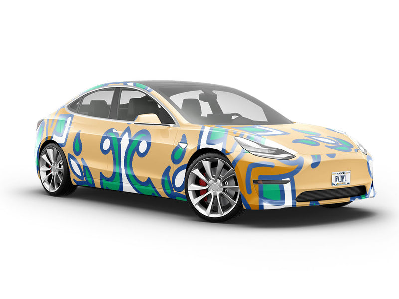 Tan Compass Tile Vehicle Vinyl Wrap