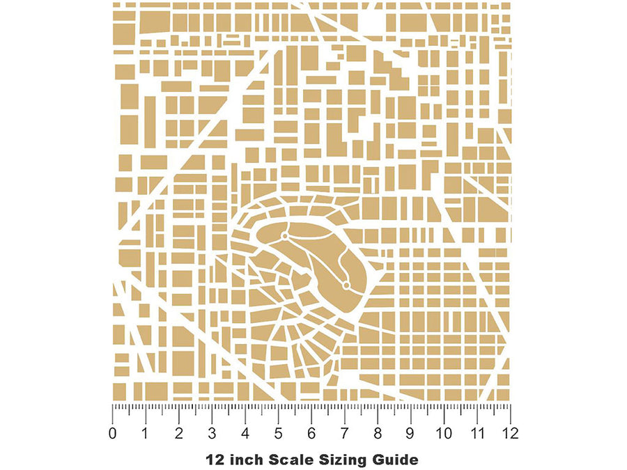 Tan Streets Cityscape Vinyl Film Pattern Size 12 inch Scale~Rwraps Tan Streets Cityscape Sizing Chart~3