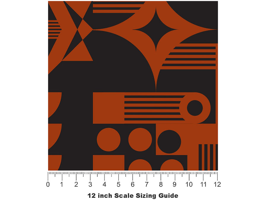 Tangelo Deco Mosaic Vinyl Film Pattern Size 12 inch Scale~Rwraps Tangelo Deco Mosaic Sizing Chart~2