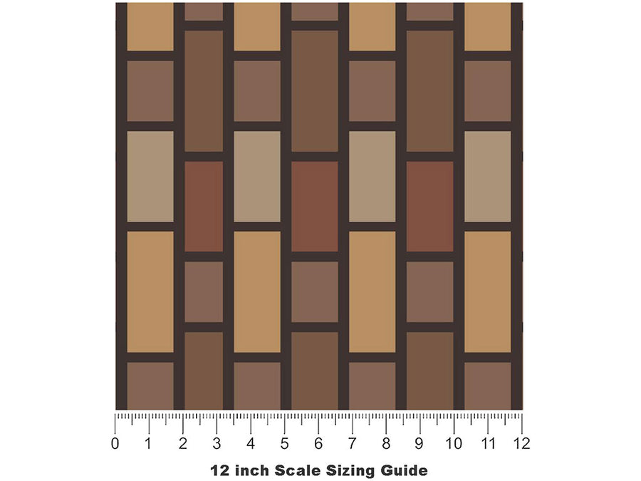 Taupe Brick Vinyl Film Pattern Size 12 inch Scale~Rwraps Taupe Brick Sizing Chart~3