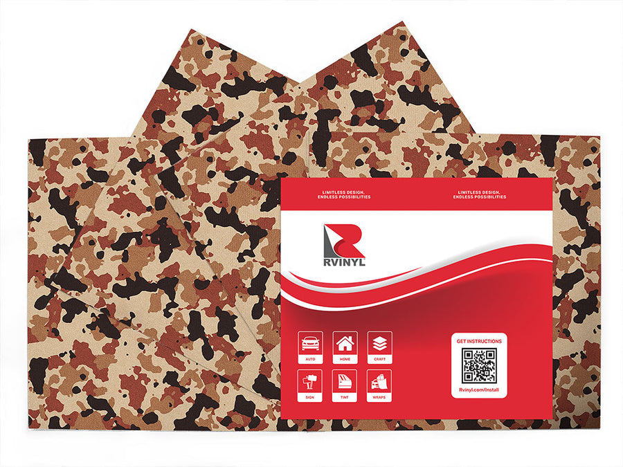 tawny multicam camouflage Craft Vinyl Sheet Pack