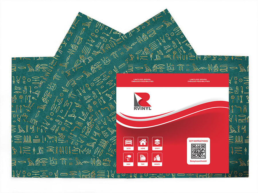 teal hieroglyphs egyptian Craft Vinyl Sheet Pack