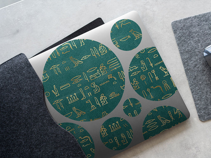 teal hieroglyphs egyptian DIY Laptop Stickers