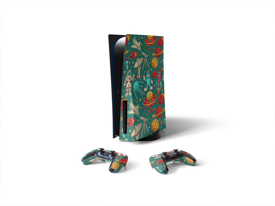 teal travelers science fiction Sony PS5 DIY Skin