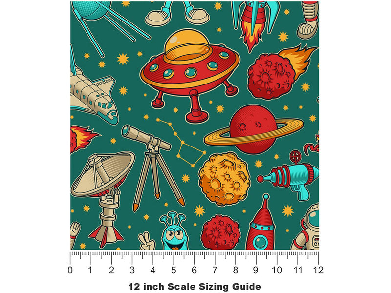 Teal Travelers Science Fiction Vinyl Film Pattern Size 12 inch Scale~Rwraps Teal Travelers Science Fiction Sizing Chart~2