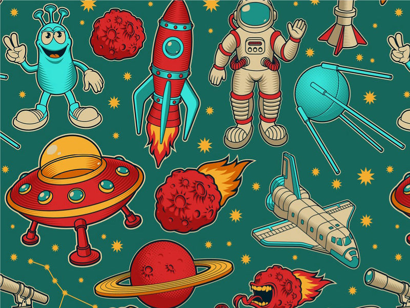 Teal Travelers Science Fiction Vinyl Wrap Pattern~Rwraps Series 914 Digitally Printed Vinyl Wrap~0