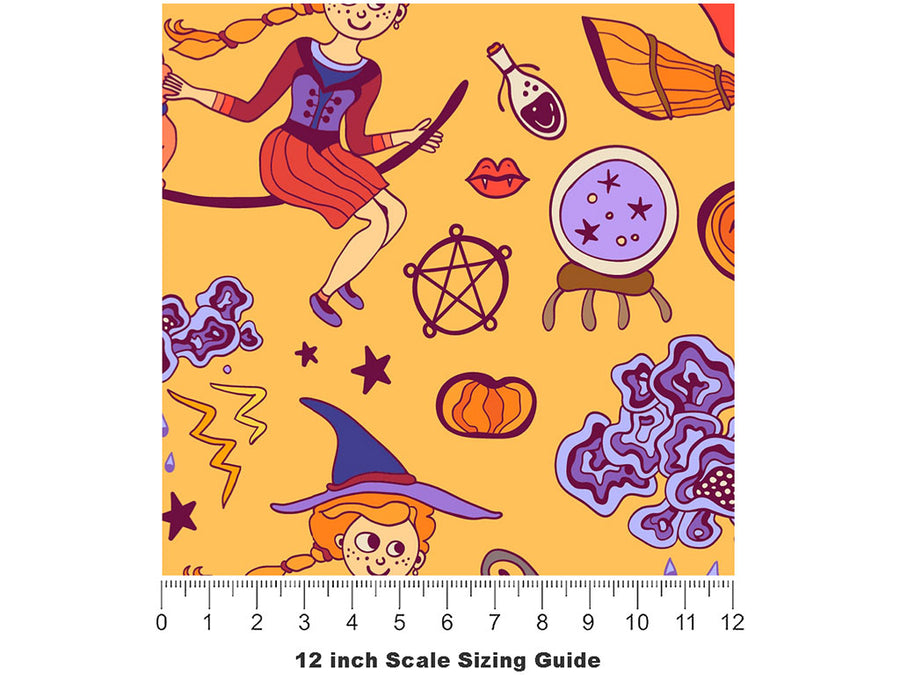 Teenage Spellcaster Witch Vinyl Film Pattern Size 12 inch Scale~Rwraps Teenage Spellcaster Witch Sizing Chart~2