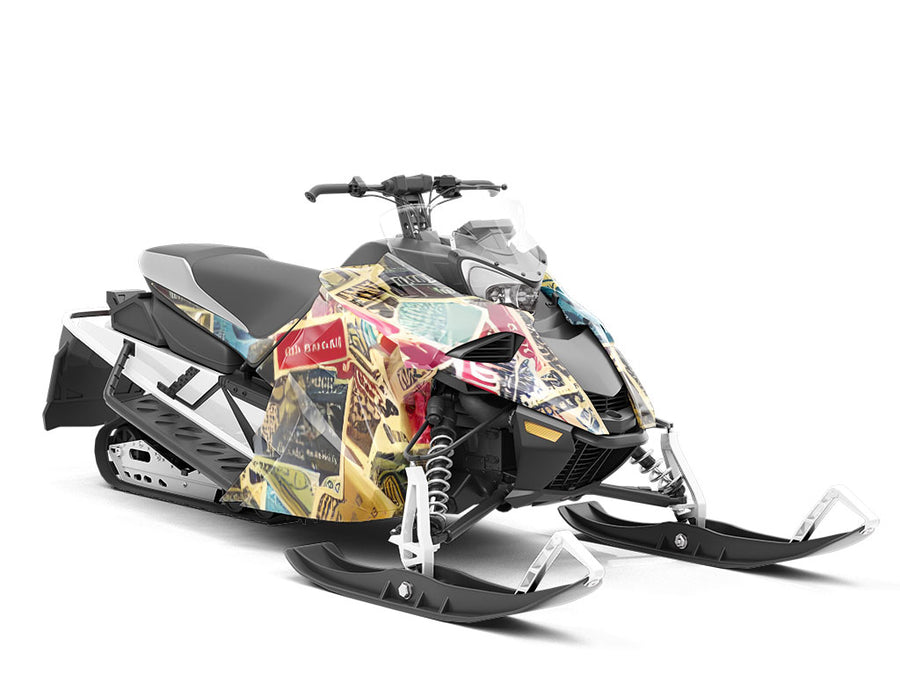 Telephone Pole Sticker Bomb Custom Wrapped Snowmobile