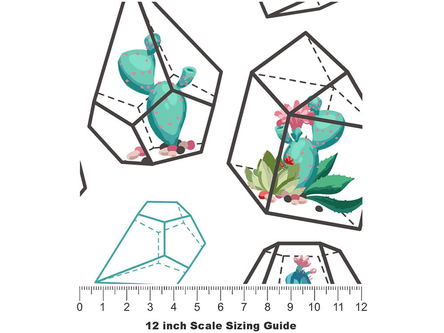 Terrarium Living Cacti Vinyl Film Pattern Size 12 inch Scale~Rwraps Terrarium Living Cacti Sizing Chart~2