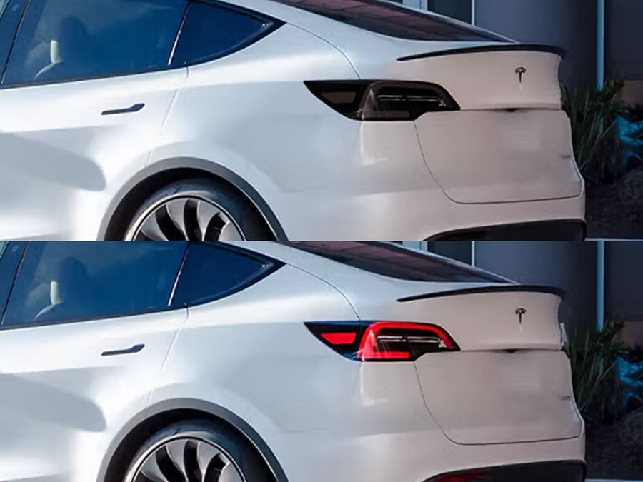 model y Before and After Smoked Taillights