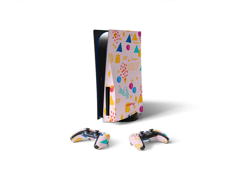 the blonde abstract geometric Sony PS5 DIY Skin