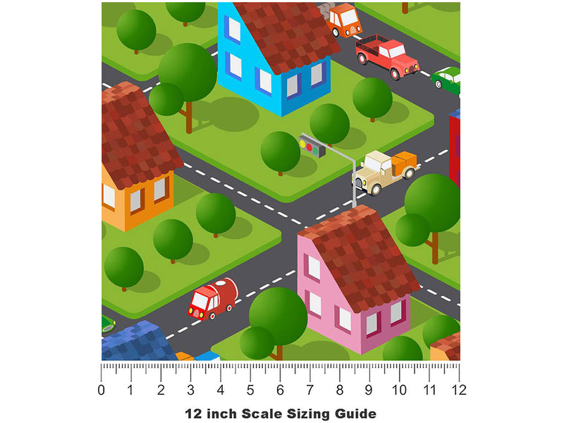 The Way Home Cityscape Vinyl Film Pattern Size 12 inch Scale~Rwraps The Way Home Cityscape Sizing Chart~3