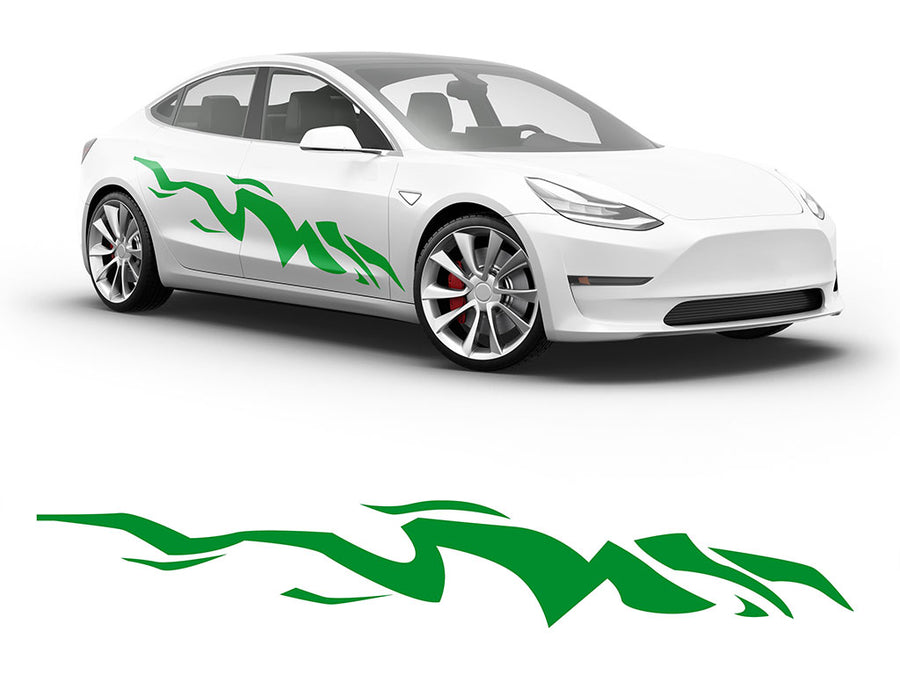 3M Bright Green Tiger Bolt Body Graphic~Full Side Auto Decal Kit~0