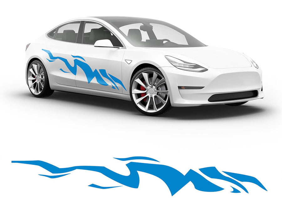 3M Light Blue Tiger Bolt Body Graphic~Full Side Auto Decal Kit~0