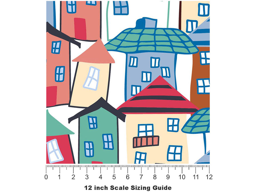 Tight Fit Cityscape Vinyl Film Pattern Size 12 inch Scale~Rwraps Tight Fit Cityscape Sizing Chart~3