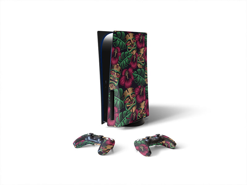 tiki time floral Sony PS5 DIY Skin