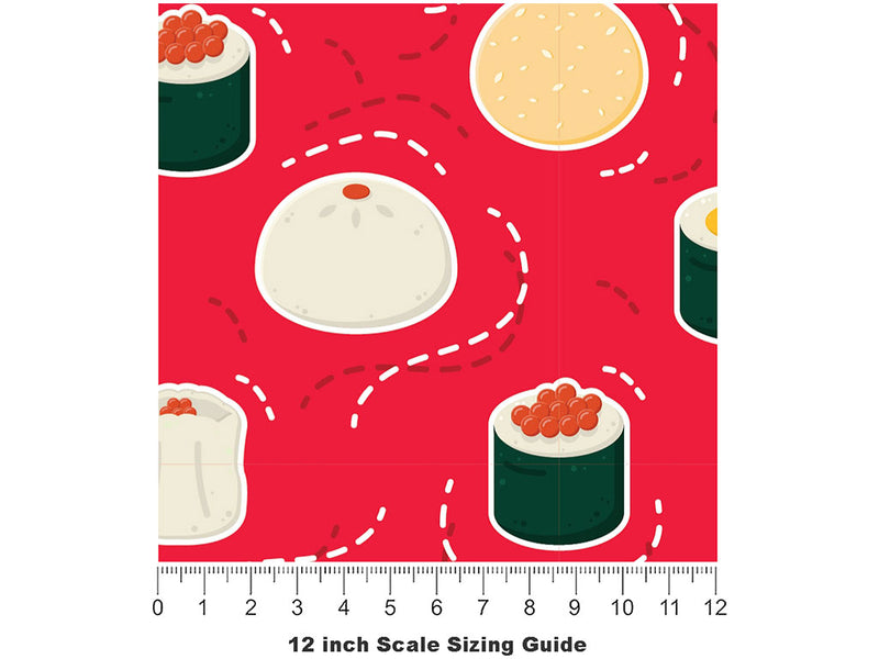 Tobiko Buns Food Vinyl Film Pattern Size 12 inch Scale~Rwraps Tobiko Buns Food Sizing Chart~2