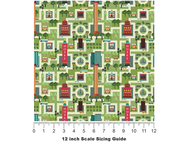 Tourist Town Cityscape Vinyl Film Pattern Size 12 inch Scale~Rwraps Tourist Town Cityscape Sizing Chart~3