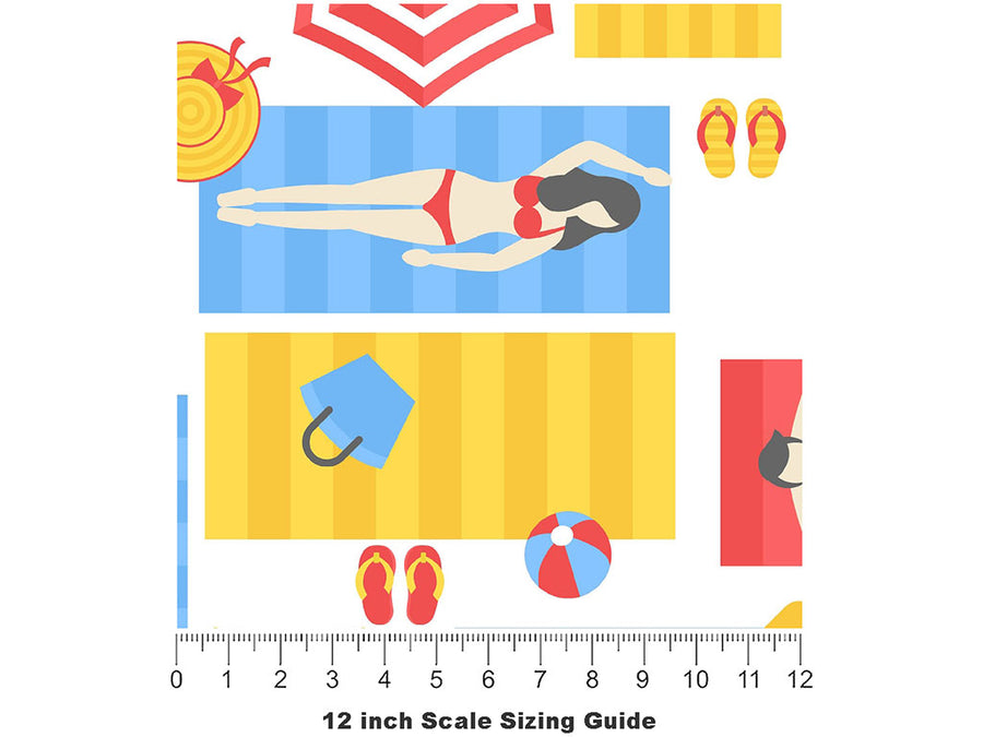 Towel Tetris Summertime Vinyl Film Pattern Size 12 inch Scale~Rwraps Towel Tetris Summertime Sizing Chart~2