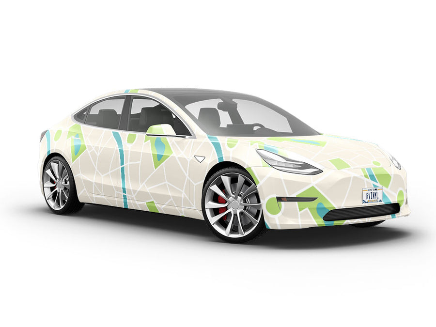 Town Map Mosaic Vehicle Vinyl Wrap