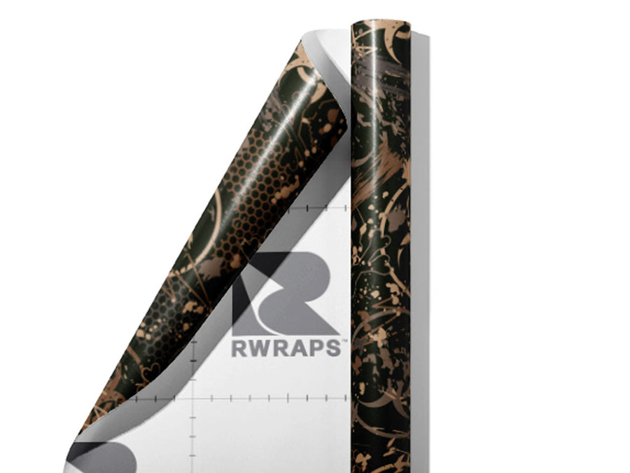 Toxic Brown Graffiti Wrap Film Sheets~Rwraps Series 914 Toxic Brown Graffiti Scrolled Sheet~4