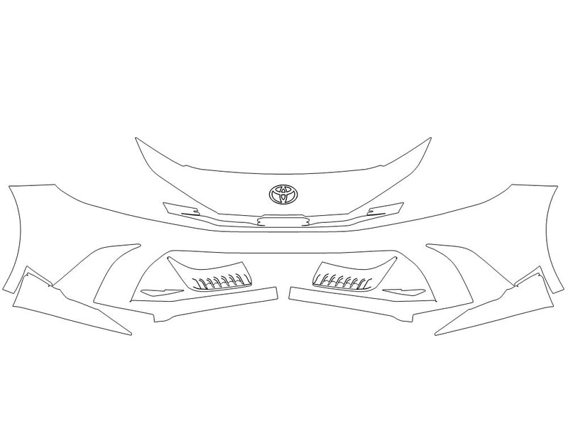 camry 3M Clear Bra Bumper Precut PPF Diagram