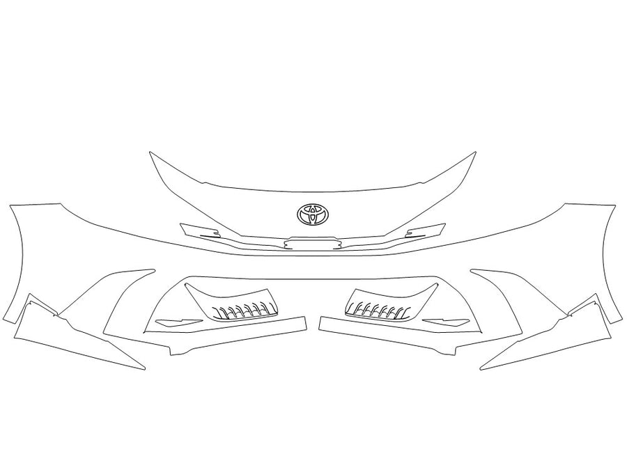 camry Avery Dennison Clear Bra Bumper Precut PPF Diagram
