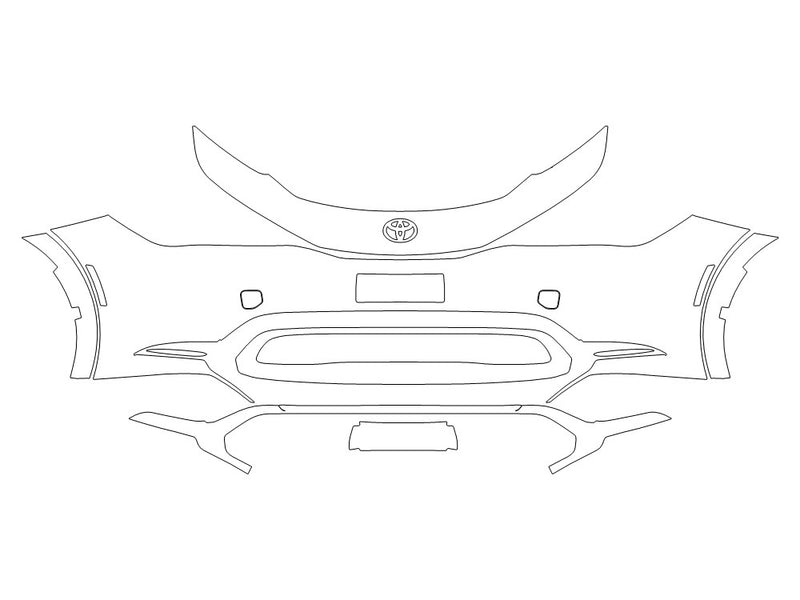 prius Avery Dennison Clear Bra Bumper Precut PPF Diagram