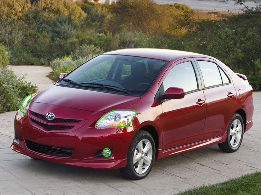 toyota yaris 2007-2011 (sedan) Headlight Protection Installation Location
