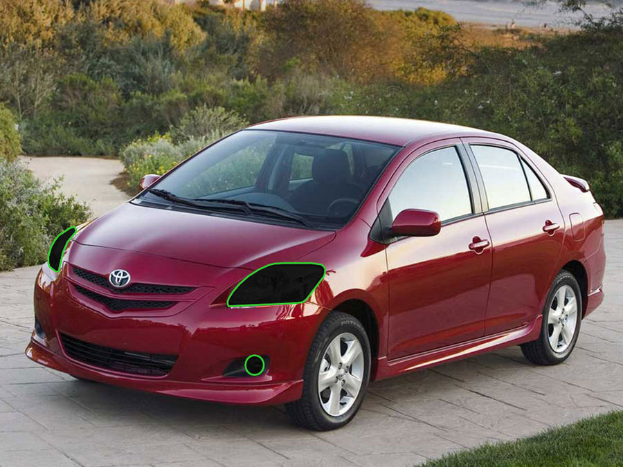 toyota yaris 2007-2011 (sedan) Headlight Tint Location
